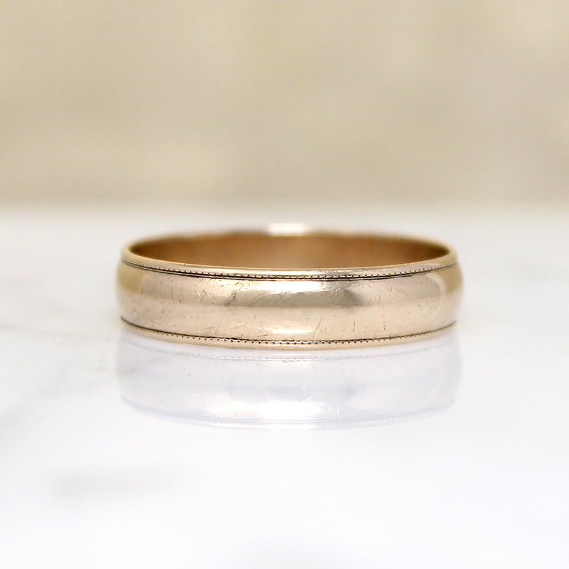 Tasteful Milgrain Edge 14k Gold Band Size 10.5