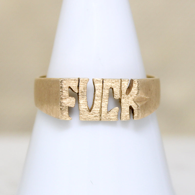 Eff Bomb Funky 14k Gold Signet Size 9
