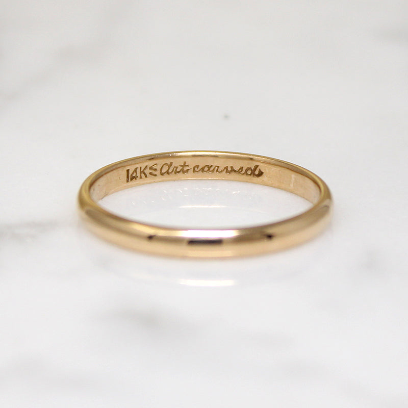 Slender Size 7 14k Gold ArtCarved Wedding Band