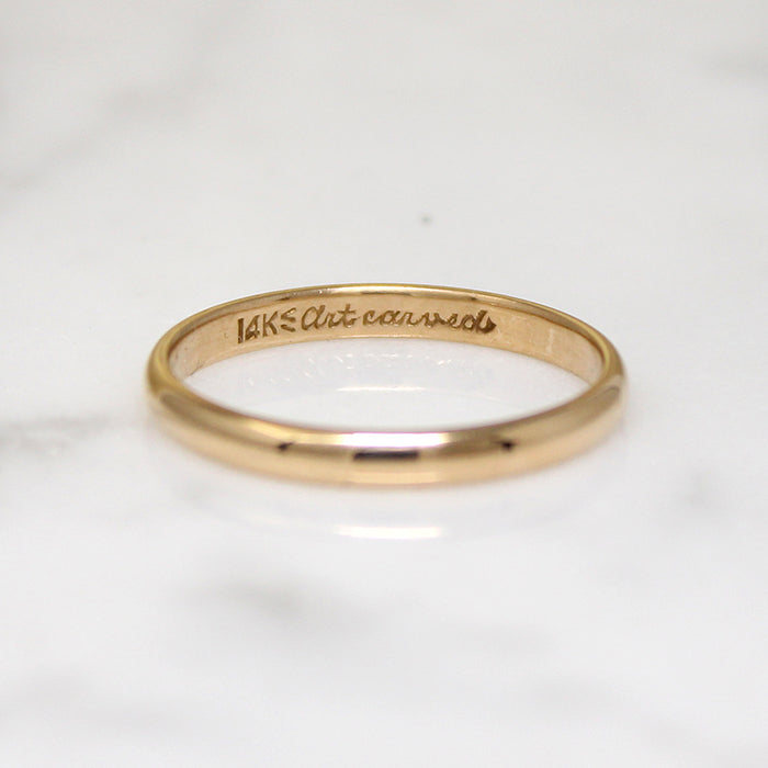 Slender Size 7 14k Gold ArtCarved Wedding Band