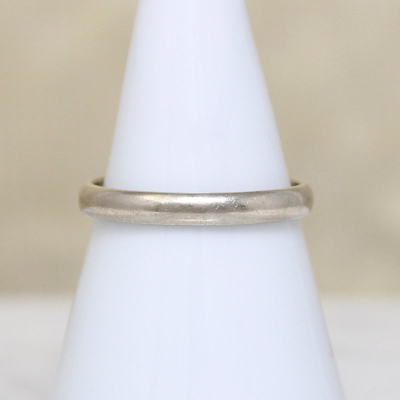 Simple 14k White Gold Half Round Band Size 8.5