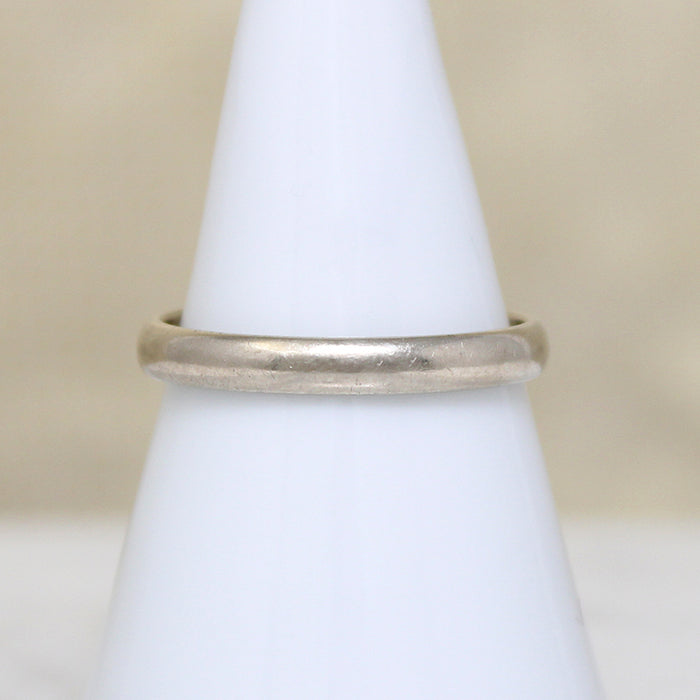Simple 14k White Gold Half Round Band Size 8.5