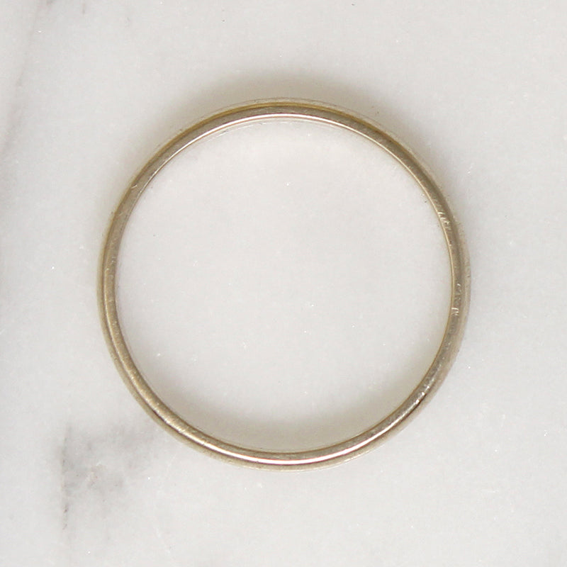 Simple 14k White Gold Half Round Band Size 8.5