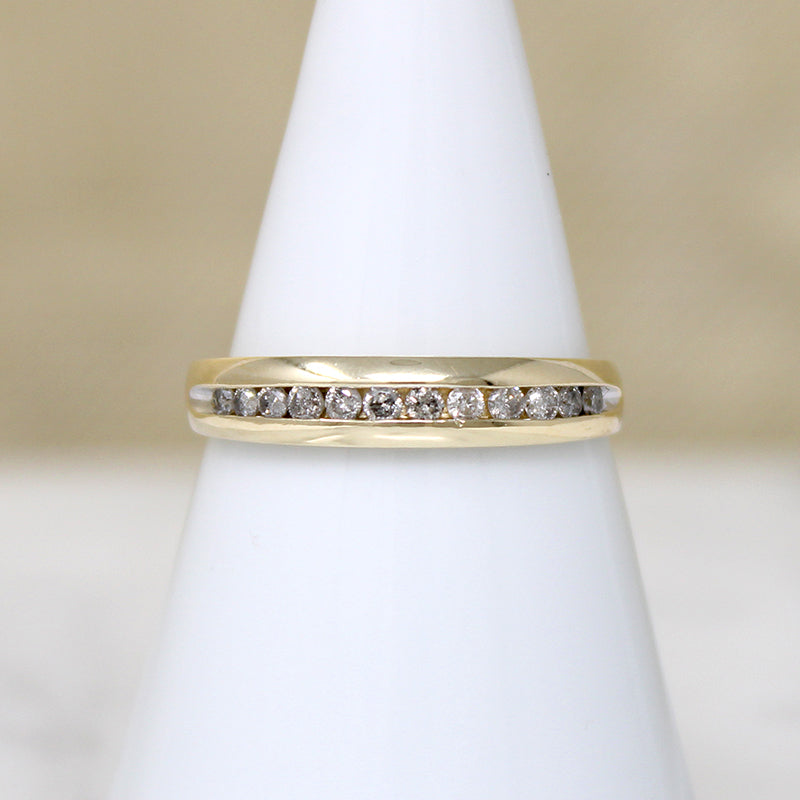 Tapered 10k Gold Band with Channel Set Diamonds