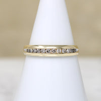 Tapered 10k Gold Band with Channel Set Diamonds