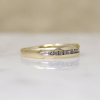 Tapered 10k Gold Band with Channel Set Diamonds