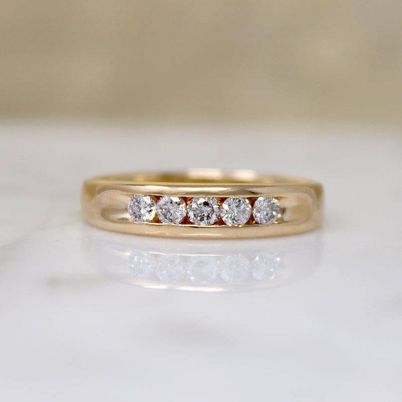 Handsome 14k Gold & Channel Set Diamond Band