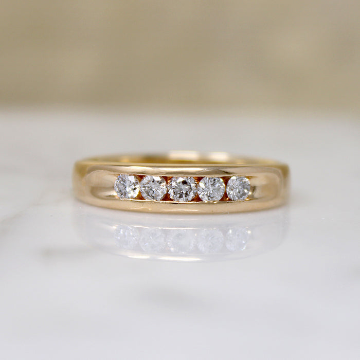 Handsome 14k Gold & Channel Set Diamond Band