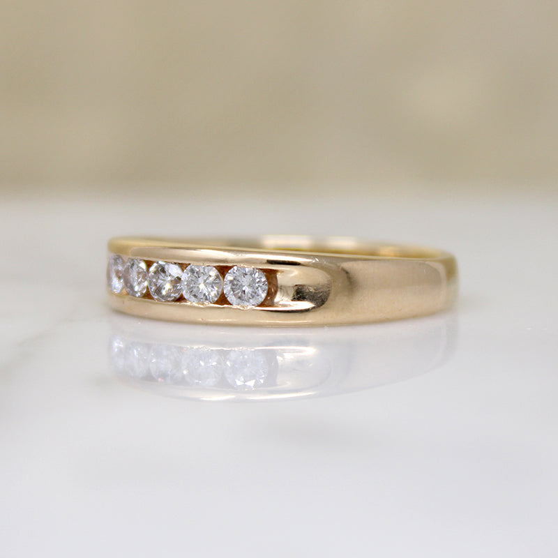 Handsome 14k Gold & Channel Set Diamond Band