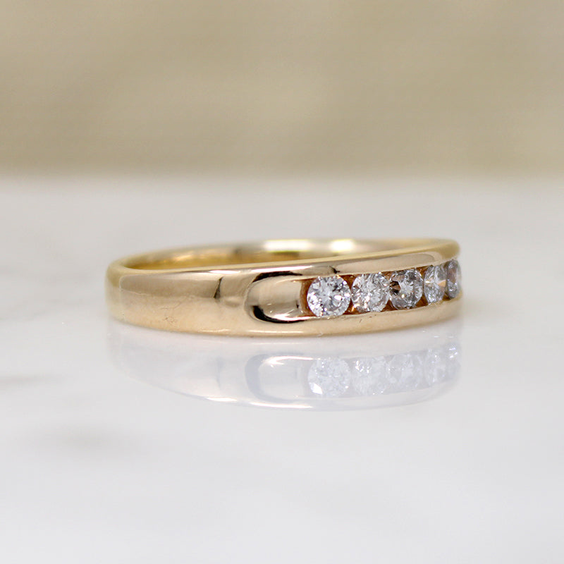 Handsome 14k Gold & Channel Set Diamond Band