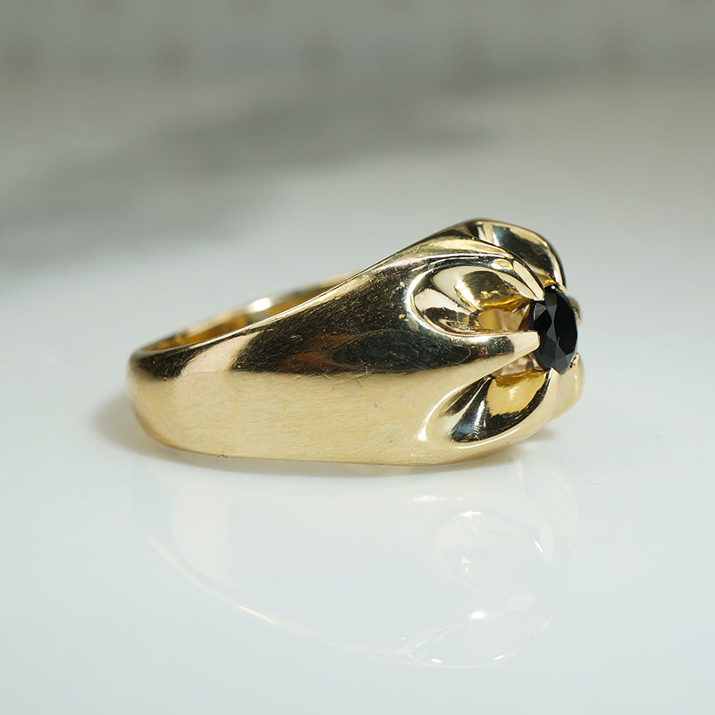 Bold Gold and Onyx Belcher Ring