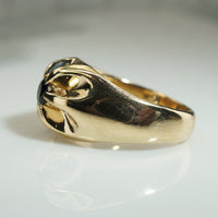 Bold Gold and Onyx Belcher Ring