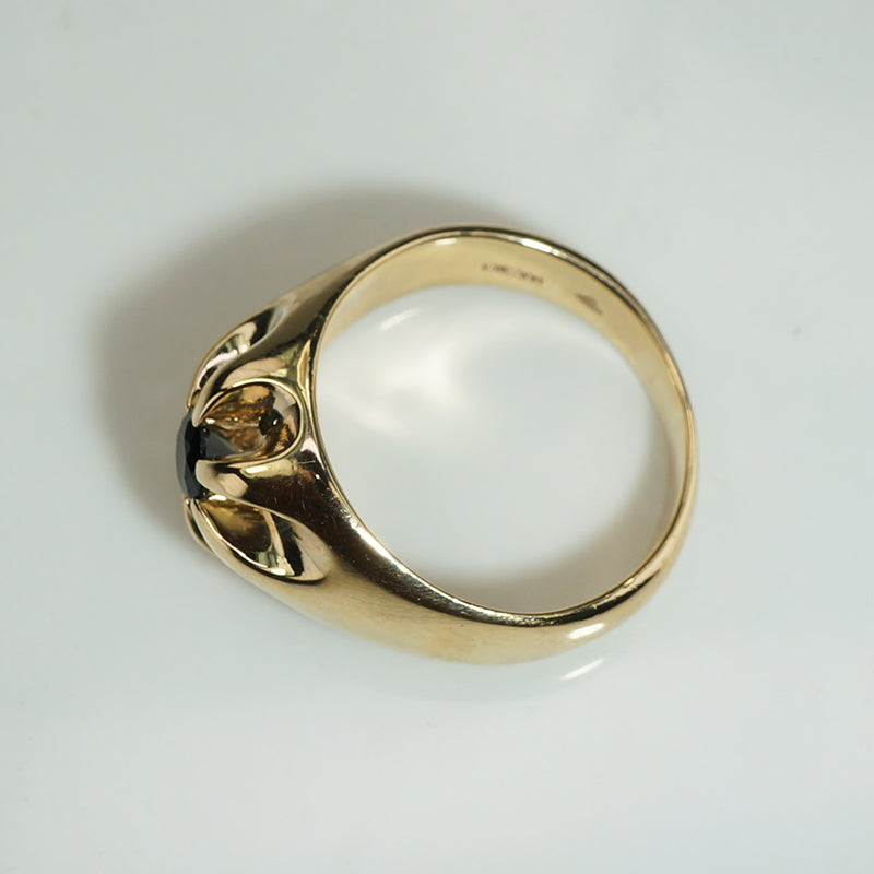 Bold Gold and Onyx Belcher Ring
