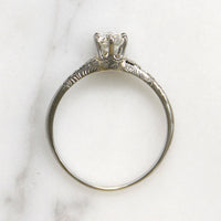 Old Euro Cut Diamond in Romantic Engraved White Gold Ring