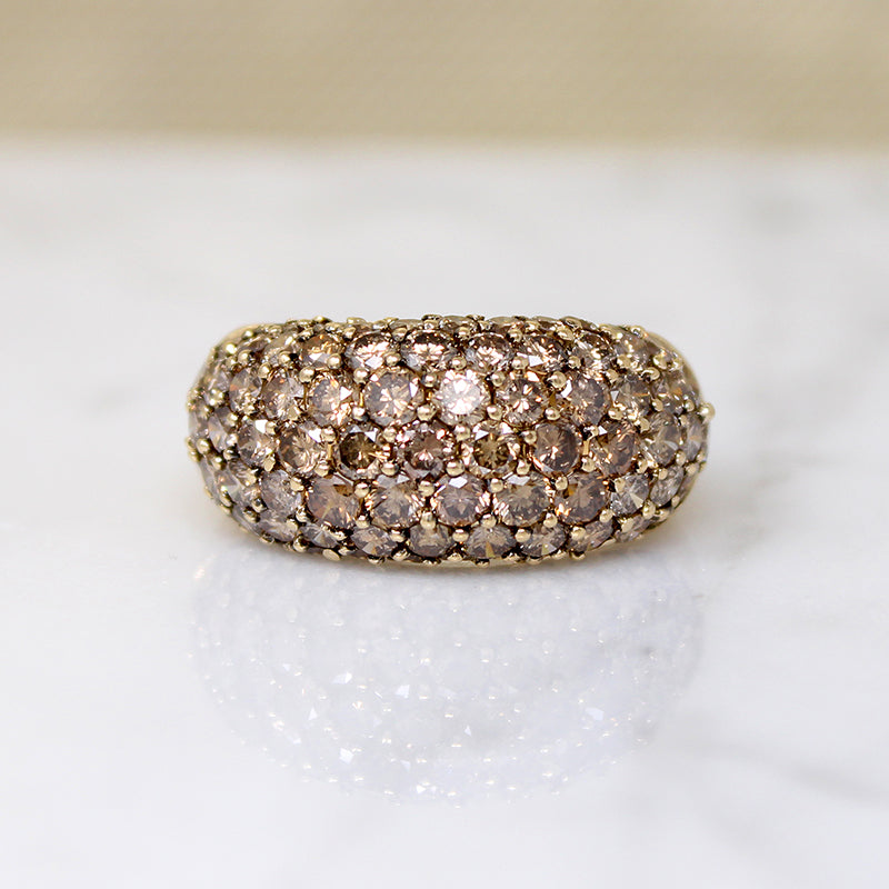 Golden Diamond Pavé on 18k Bombé Ring
