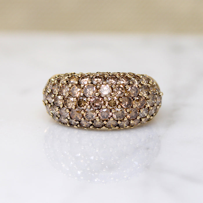 Golden Diamond Pavé on 18k Bombé Ring