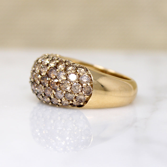 Golden Diamond Pavé on 18k Bombé Ring