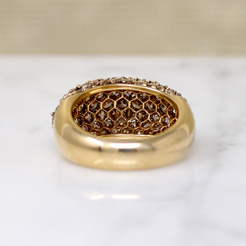 Golden Diamond Pavé on 18k Bombé Ring