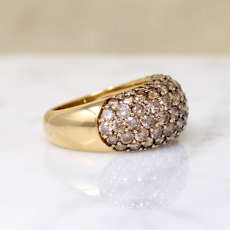 Golden Diamond Pavé on 18k Bombé Ring