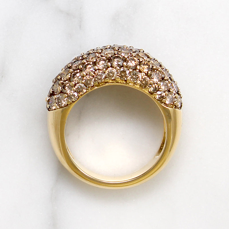 Golden Diamond Pavé on 18k Bombé Ring