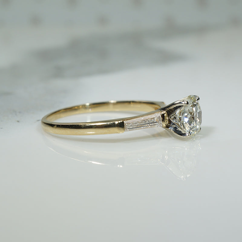Classic Diamond Engagement Ring with Baguette Sides
