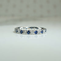 Sapphire and Diamond Platinum Eternity Band