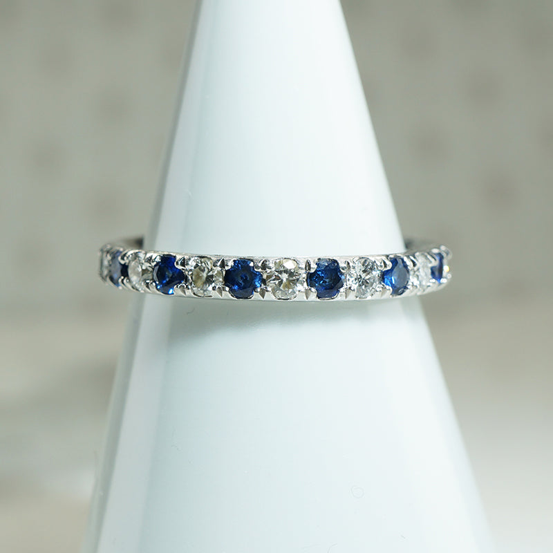 Sapphire and Diamond Platinum Eternity Band