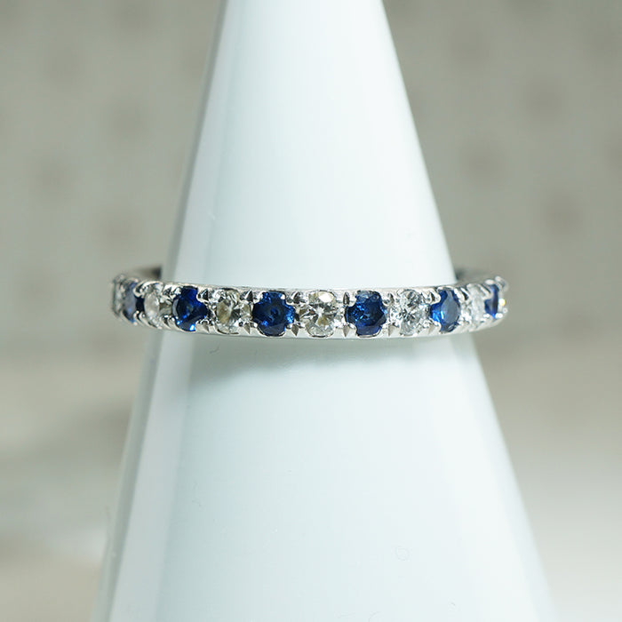 Sapphire and Diamond Platinum Eternity Band