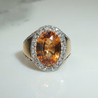 Antique Topaz & Old Mine Cut Diamond Ring