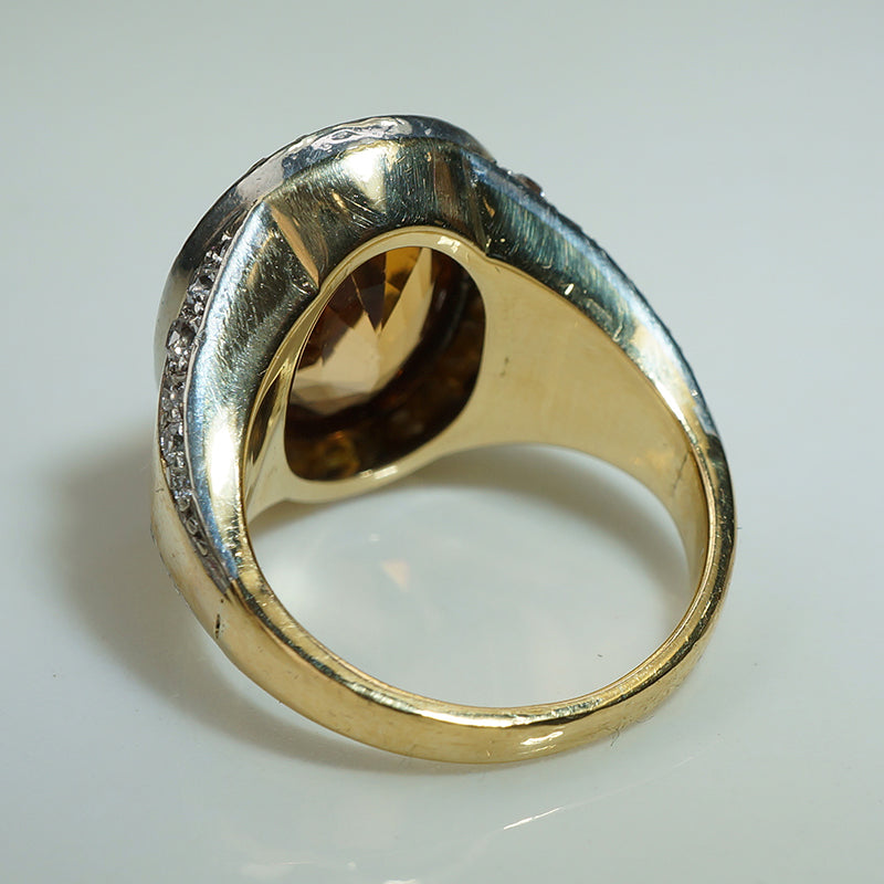 Antique Topaz & Old Mine Cut Diamond Ring