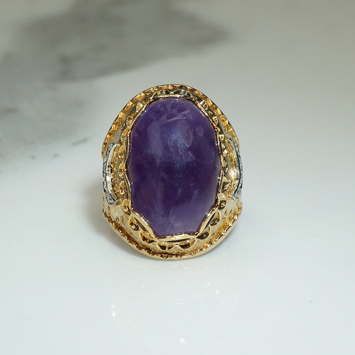 Mystical Amethyst 18k Moon Ring