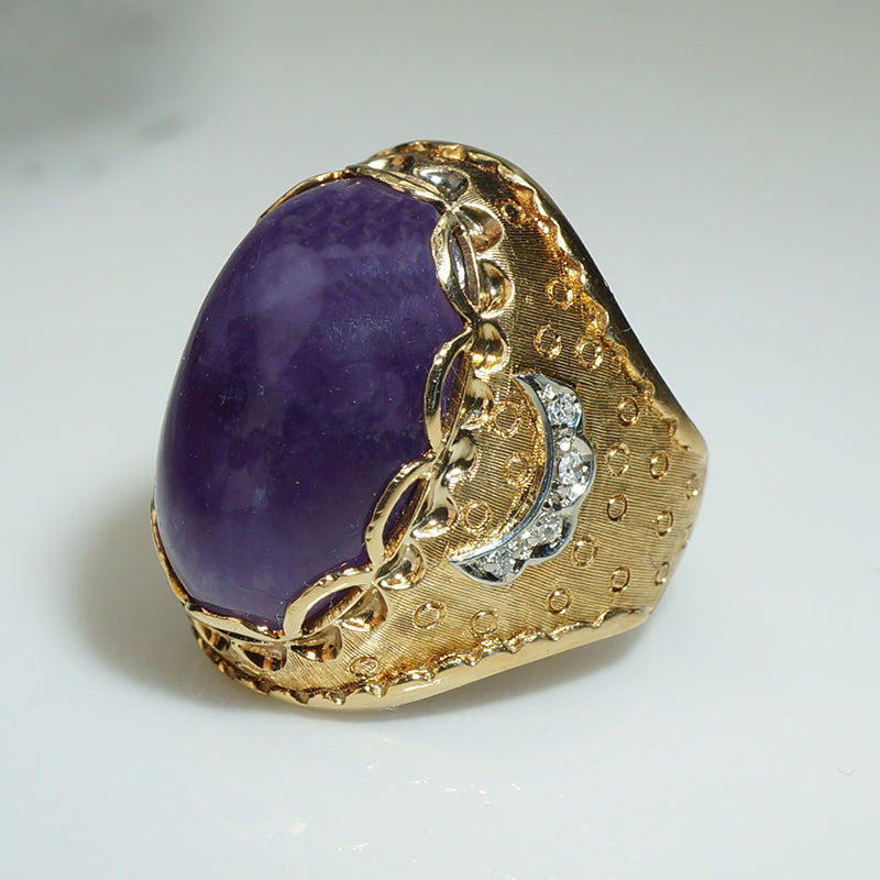 Mystical Amethyst 18k Moon Ring