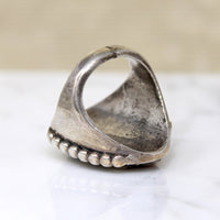 Chunky Coin Silver Signet with Coral & Turquoise