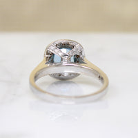 Exquisite Estate Aquamarine & Diamond Halo Ring