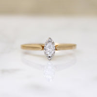 Petite Marquis Diamond in Two-Tone 10k Gold Solitaire