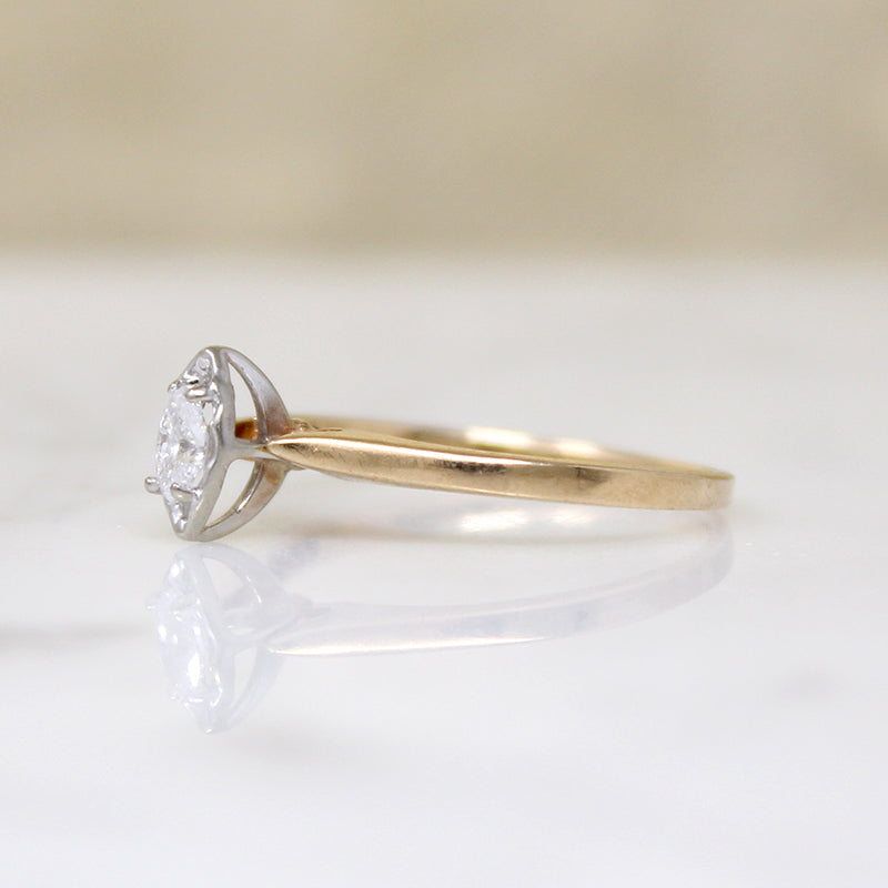 Petite Marquis Diamond in Two-Tone 10k Gold Solitaire