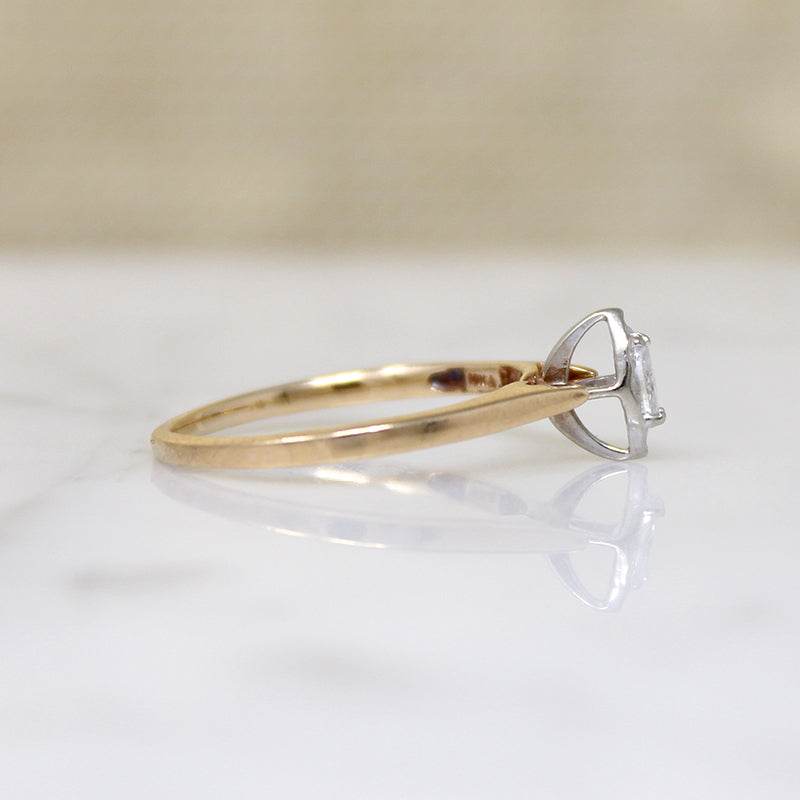 Petite Marquis Diamond in Two-Tone 10k Gold Solitaire
