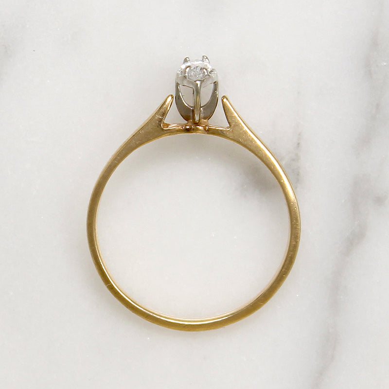 Petite Marquis Diamond in Two-Tone 10k Gold Solitaire