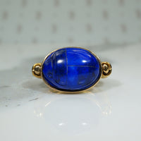 Lapis Scarab in 22k Gold Ring