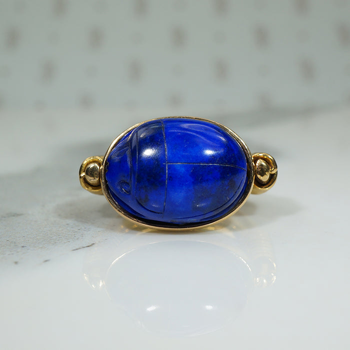 Lapis Scarab in 22k Gold Ring