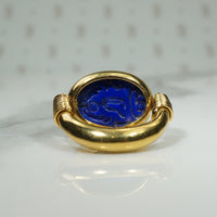 Lapis Scarab in 22k Gold Ring