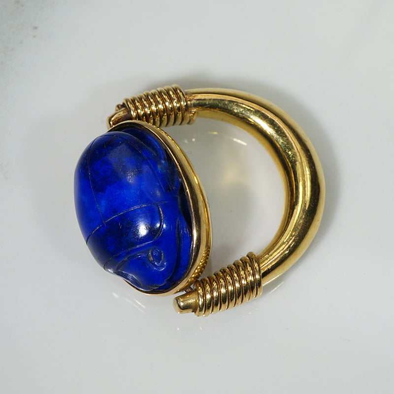 Lapis Scarab in 22k Gold Ring