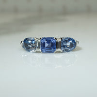 Amazing Sapphire Trio Engagement Ring