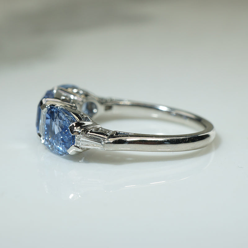 Amazing Sapphire Trio Engagement Ring