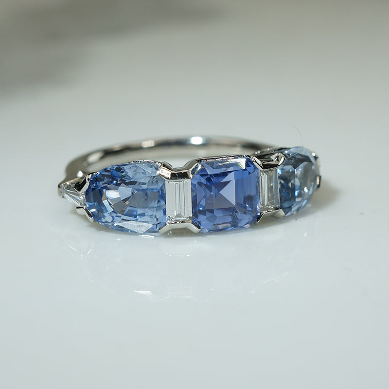 Amazing Sapphire Trio Engagement Ring