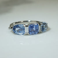 Amazing Sapphire Trio Engagement Ring