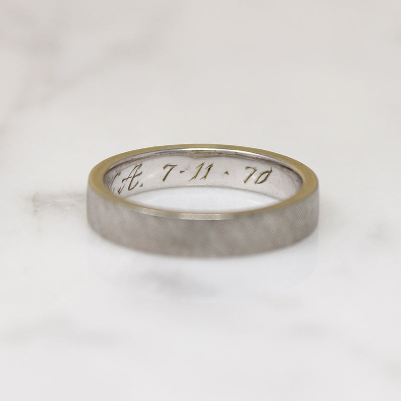 18k White Gold Jabel Band with Florentine Finish