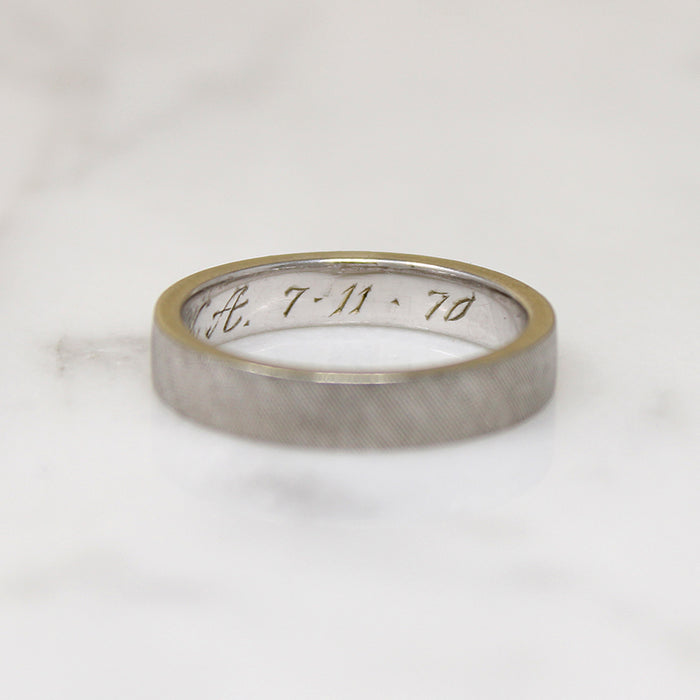 18k White Gold Jabel Band with Florentine Finish