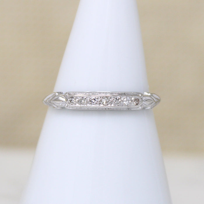 Delicate White Gold & Diamond Art Deco Band