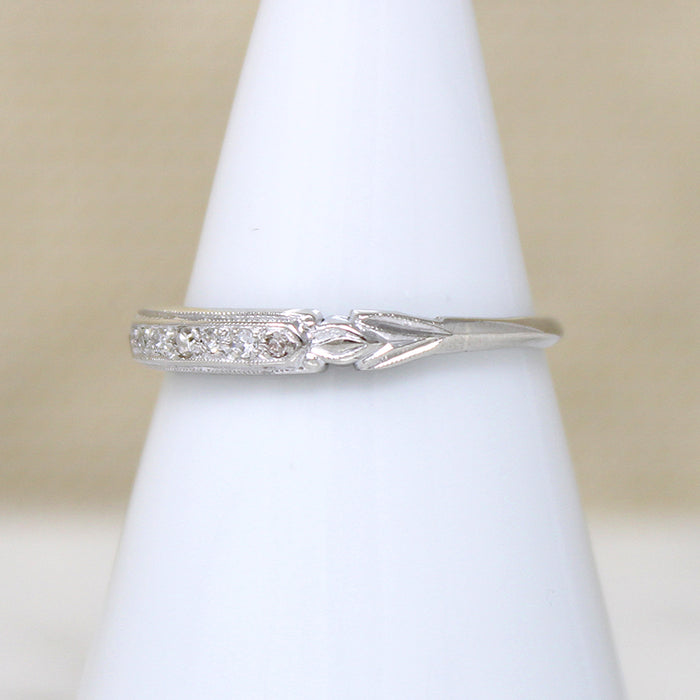 Delicate White Gold & Diamond Art Deco Band